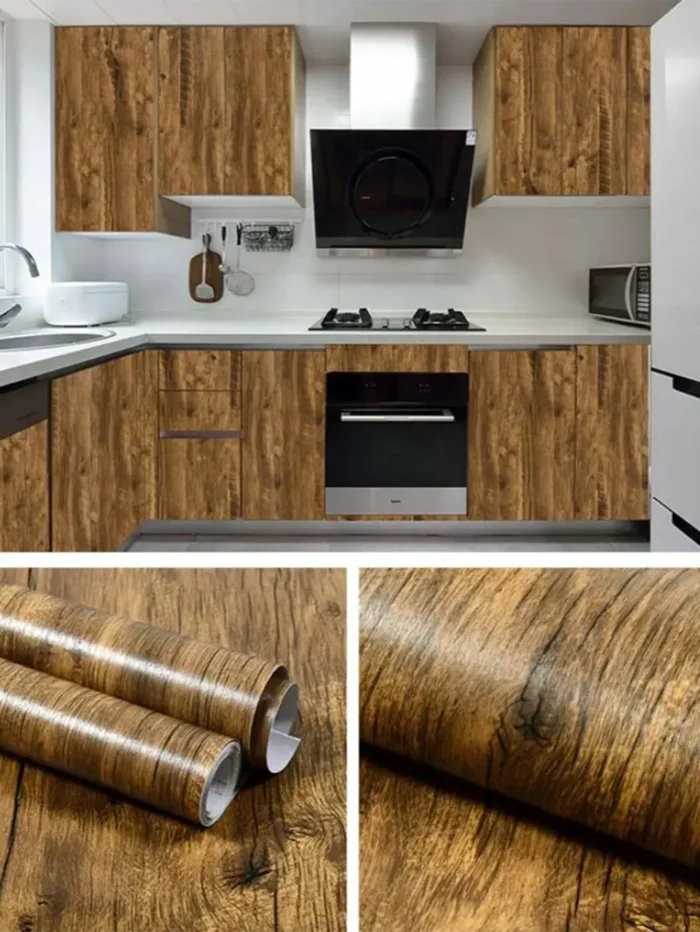 Wood Grain Decor Films Pvc Waterproof Wallpapers Self-adhesive Renovation Home Furnitures Wall Stickers for Closet - Image 1