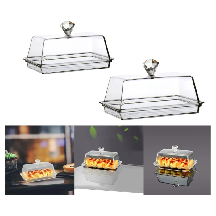 Clear Butter Dish with Cover Container Kitchen Accessories Dinnerware Butter Holder Cheese Server Storage Keeper Tray - Image 2