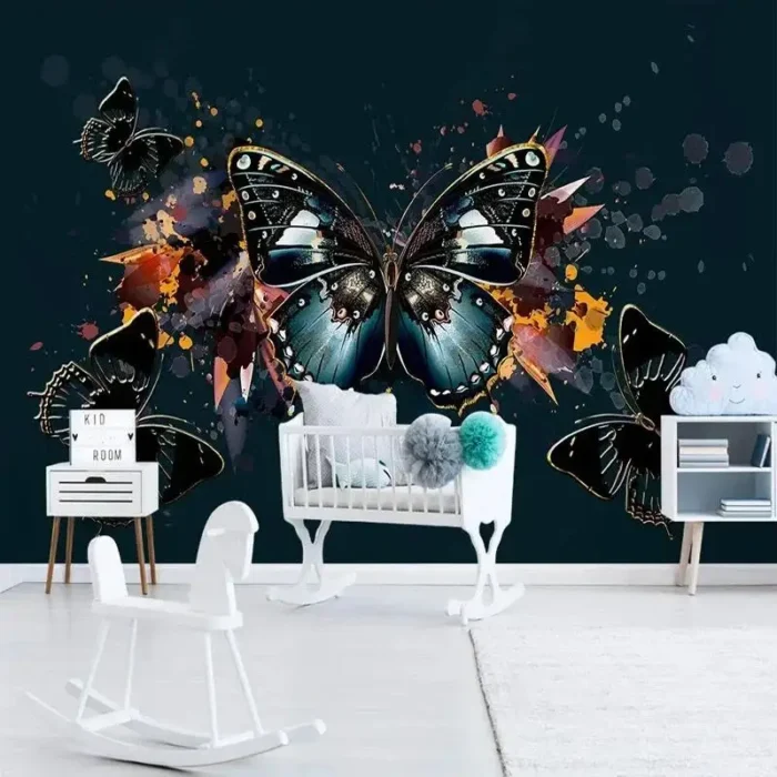 Custom Any Size 3D Modern Minimalist HD Hand-Painted Light Luxury Dazzling Butterfly Nostalgic Background Wall Mural Home Décor - Image 1