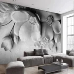 Custom Any Size Modern Cement Gray 3D Floral Background Wallpaper for Wall Environment Friendly Home Interior Decor Mural Paper - Image 2