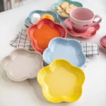 Plum Blossom Small Plate 14cm Sauce Plates French Cool Color Cake Dish Gradual Spit Bone Dishs Tableware Ceramic Dessert - Image 3