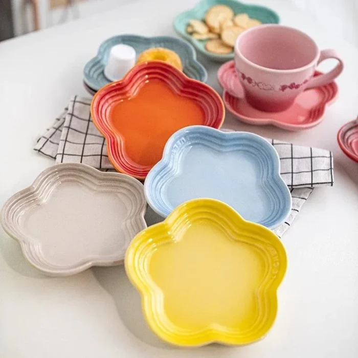 Plum Blossom Small Plate 14cm Sauce Plates French Cool Color Cake Dish Gradual Spit Bone Dishs Tableware Ceramic Dessert - Image 3