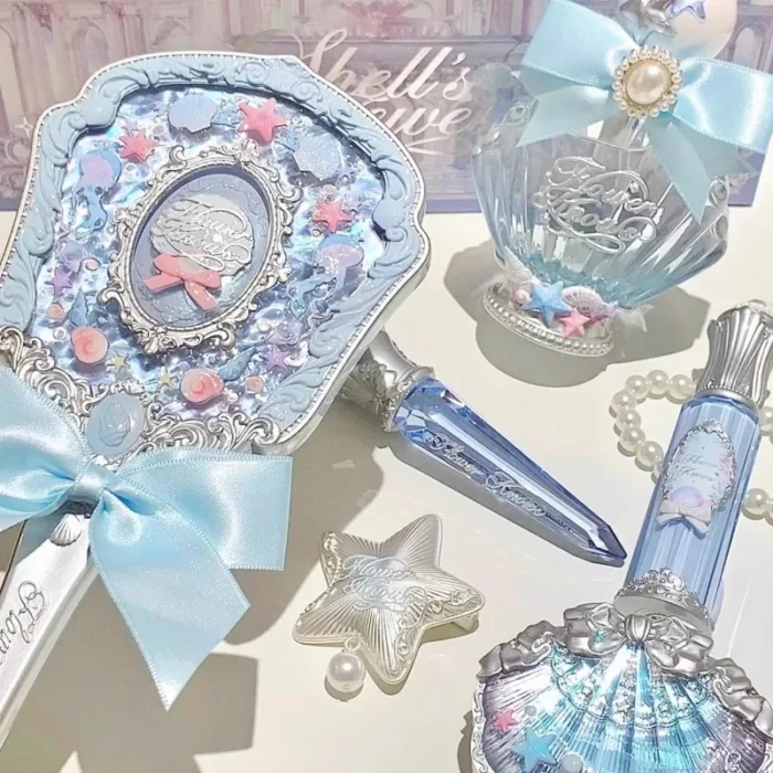 Flowerknows Makeup Hand Shell Pearl Collection Makeup Mirrors High Beauty Portable Hand Mirror - Image 4