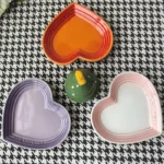 12cm Gradient Heart-shaped Ceramic Dishes, Underglaze Color Simple Tableware,Dip Dish Desserts Snacks Plate Utensils for Kitchen