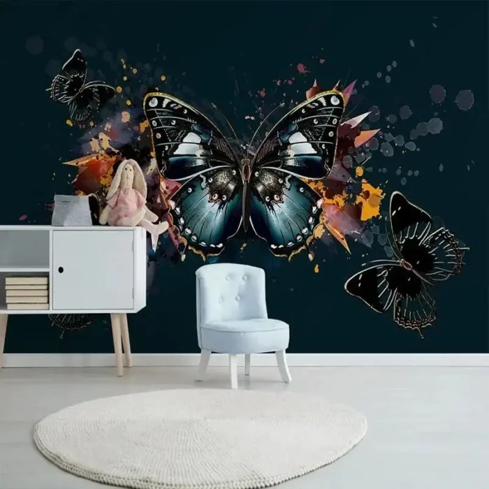 Custom Any Size 3D Modern Minimalist HD Hand-Painted Light Luxury Dazzling Butterfly Nostalgic Background Wall Mural Home Décor - Image 2