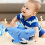 Plastic Swinging Shark Toy with Sound Simulation Crawling Interactive Shark Toy Collection Flexible Swaying Fish Toys