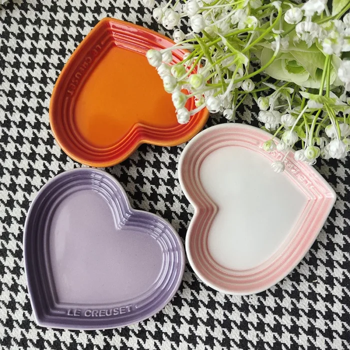 12cm Gradient Heart-shaped Ceramic Dishes, Underglaze Color Simple Tableware,Dip Dish Desserts Snacks Plate Utensils for Kitchen - Image 3