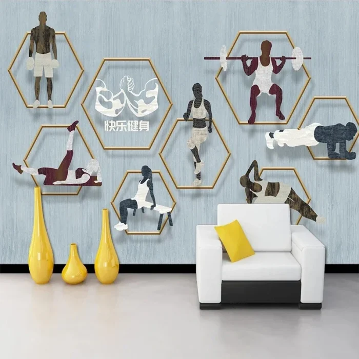 Custom 3D Photo Modern Fitness Sports Pattern Wallpaper for Gym Background Wall Decor Waterproof Oil Canvas Mural Home Decor - Image 3