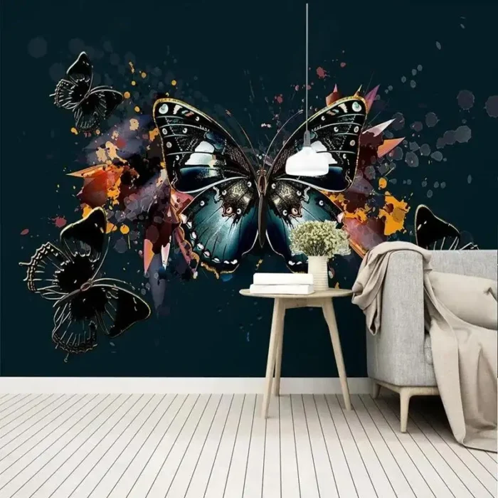 Custom Any Size 3D Modern Minimalist HD Hand-Painted Light Luxury Dazzling Butterfly Nostalgic Background Wall Mural Home Décor - Image 4